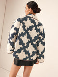 Color Block Printed Warm Jacket