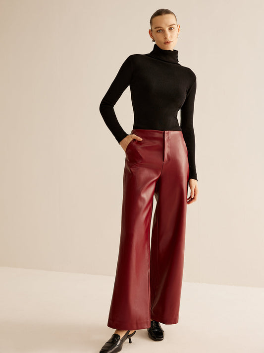 Retro Regular PU Leather Pants