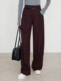 Utility High-Waist Pleated Pants Without Belt