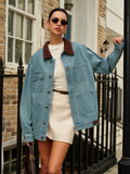 Contrast Collar Versatile Denim Jacket