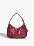 Soft-Buckle Zip-Decor Armpit Bag