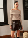 Versatile Zipper PU Leather Mini Skirt