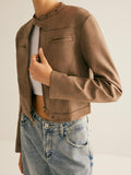 Boheme Button-Collar Zipper Jacket