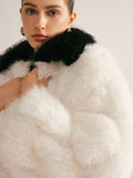 Contrast Collar Faux Fur Coat