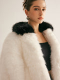 Contrast Collar Faux Fur Coat