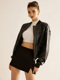 Vintage Zipper PU Leather Short Jacket