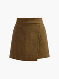 Wool-Blend Zipper Wrap Skirt