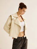 Flap-Pocket Faux Leather Jacket