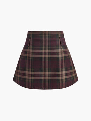 Checked Zipper Mini Skirt