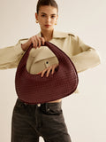 Rounded Woven Zipper Handbag