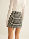 Wool-Blend Checked Mini Skirt