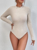 Ribbed Lettuce Trim Slim Bodysuit