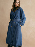 Trenchcoat aus Baumwolldenim mit Gürtel