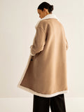 Manteau long en laine polaire double face