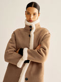 Manteau long en laine polaire double face