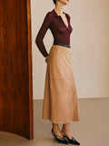 Suede Straight Skirt Without Belt