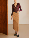 Suede Straight Skirt Without Belt