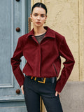 Zipper-Pockets Lapel Suede Jacket