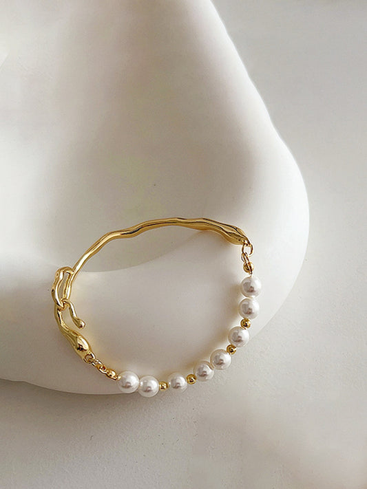 Irregular Metal Pearl Bracelet