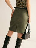 Suede A-Line Skirt Without Belt