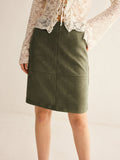 Suede A-Line Skirt Without Belt