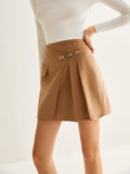 Magnet Closure Pleated Mini Skirt