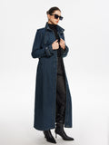 Button Belted Denim Long Coat