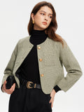 Tweedjacke mit Rundhalsausschnitt und Taschen 