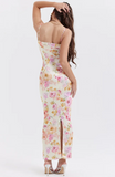 Natalie Satin Floral Long Dress