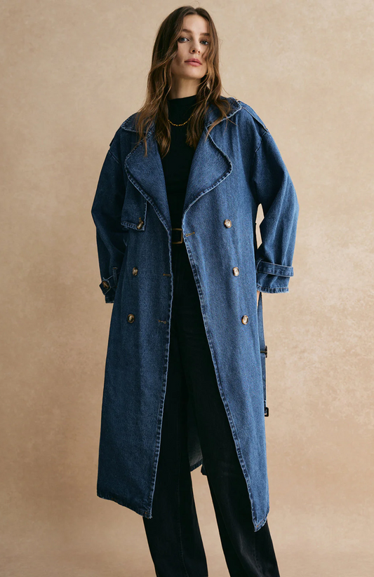 Cotton Belted Denim Trench Coat