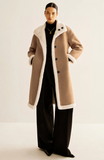 Manteau long en laine polaire double face