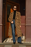 Leopard Pockets Long Wool Coat