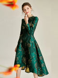 Floral Jacquard Long Sleeve Dress