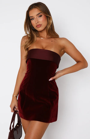 Velvet Strapless Mini Dress